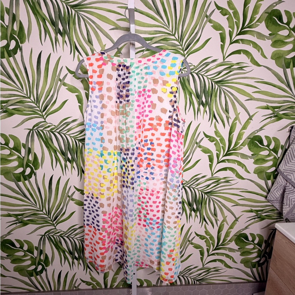 Tori Richard Multicolor Confetti Print Sleeveless V-Neck Dress Size Medium - Picture 2 of 3